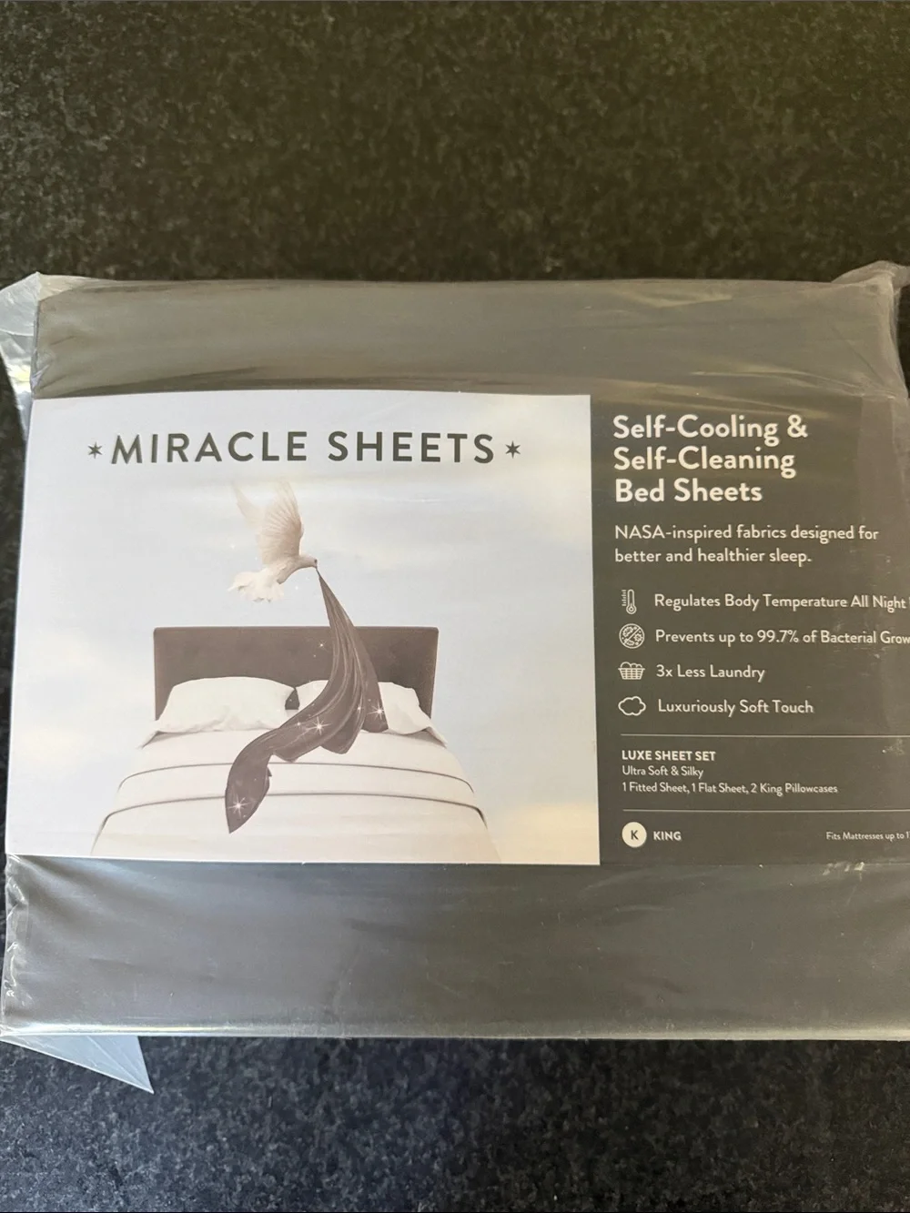 Miracle Sheets Self-Cooling Sheets.  King size